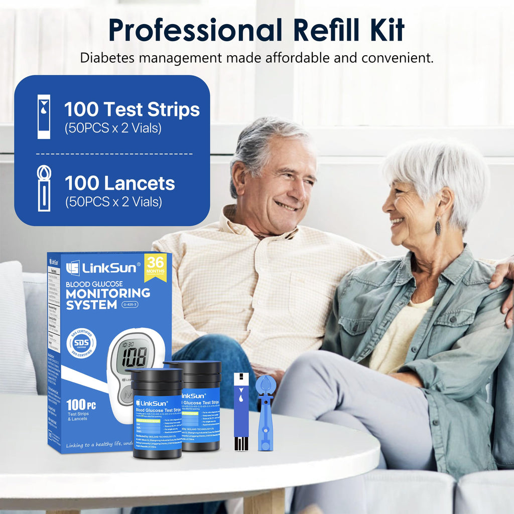 Glucose Monitor Kit, 100 Strips & Lancets U190396