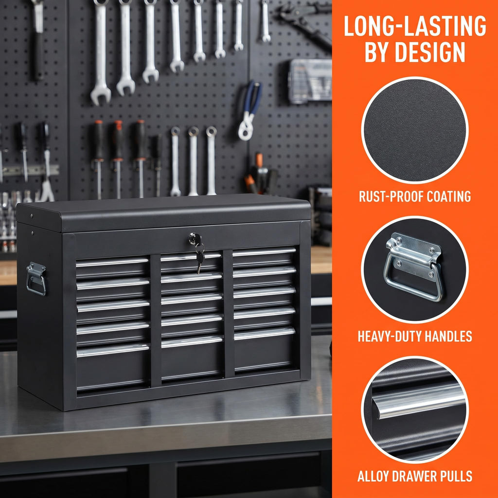 24" 5 Drawer Black Metal Tool Box K665