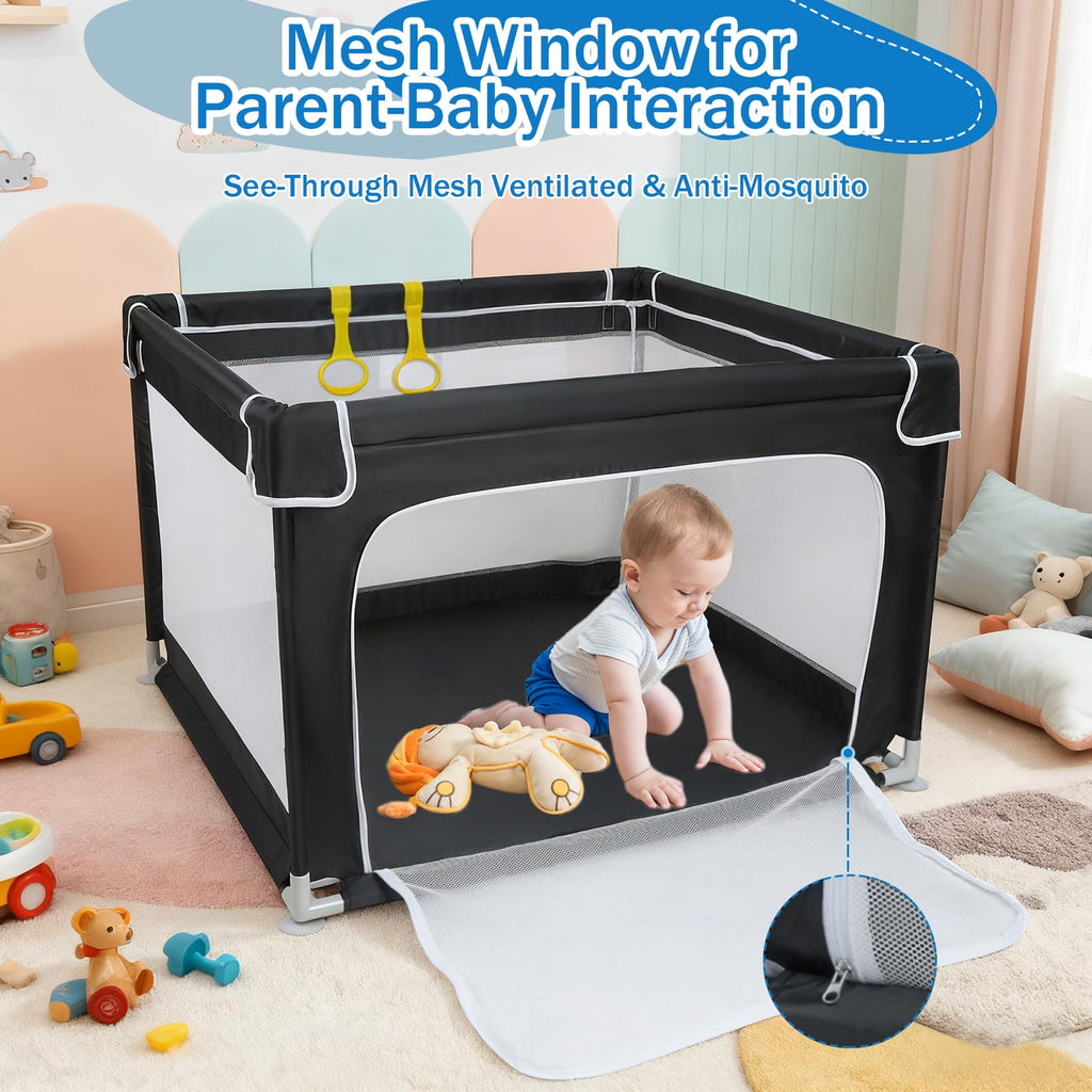 Baby Playpen with Mesh and Anti-Slip Base P1352