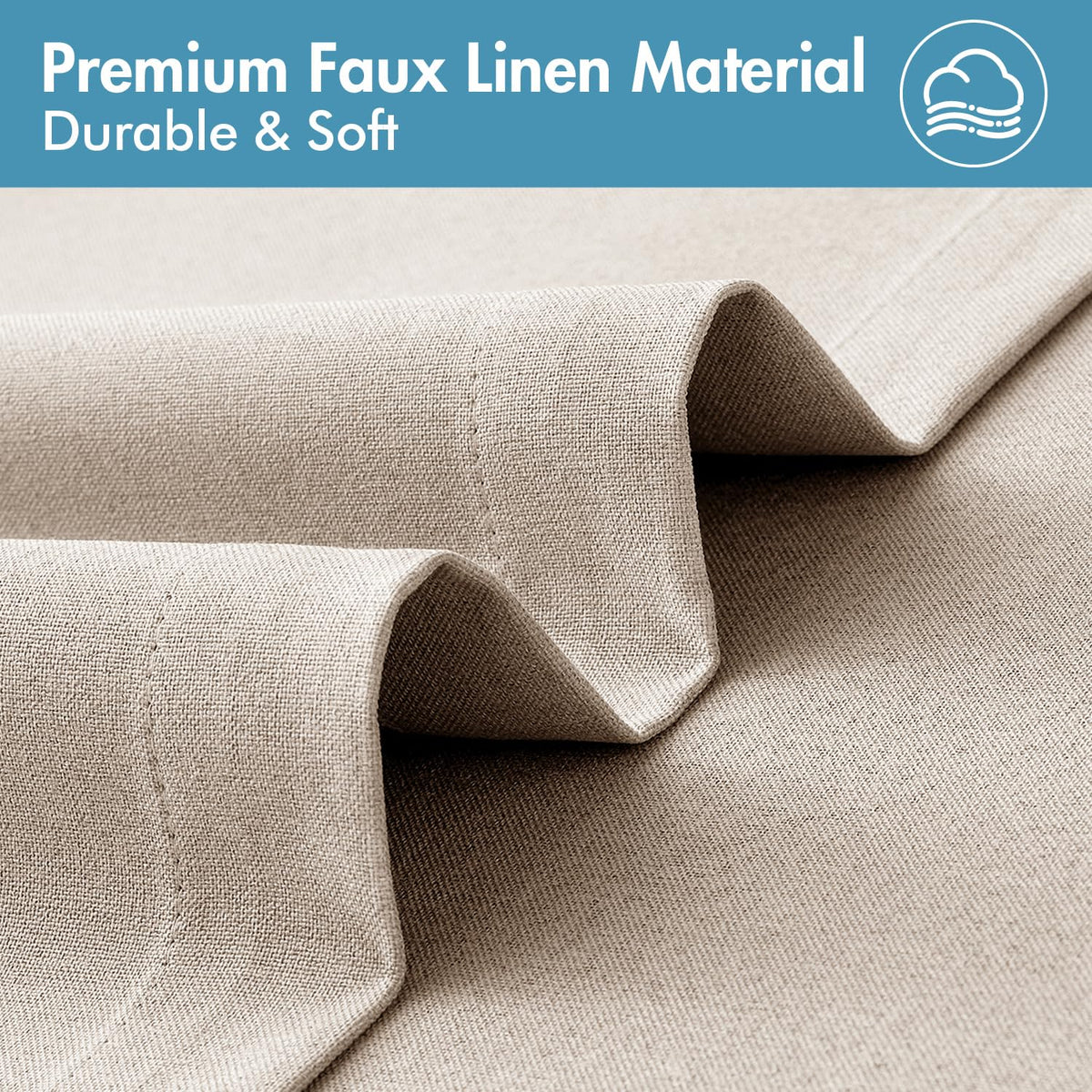 100% Blackout Linen Curtains 2 Panels V65314
