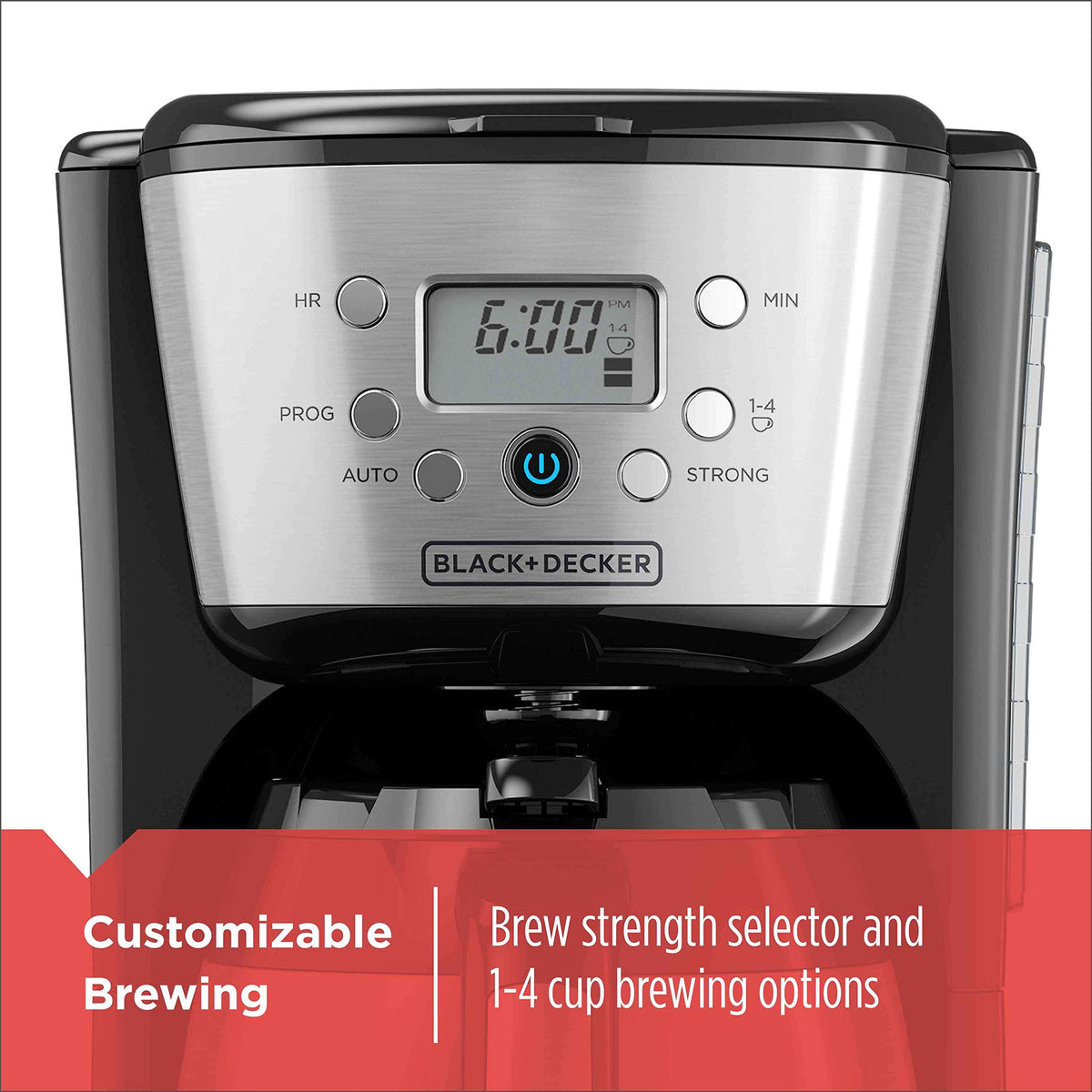 Black and Silver 12 Cup Programmable Thermal Coffee Maker A43459