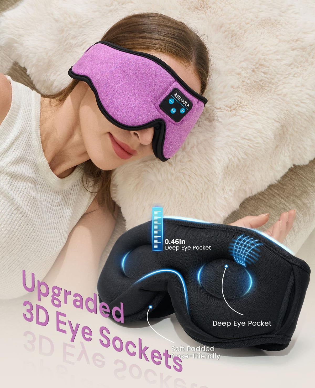 Bluetooth Sleep Mask with Blackout Eye Mask H92076