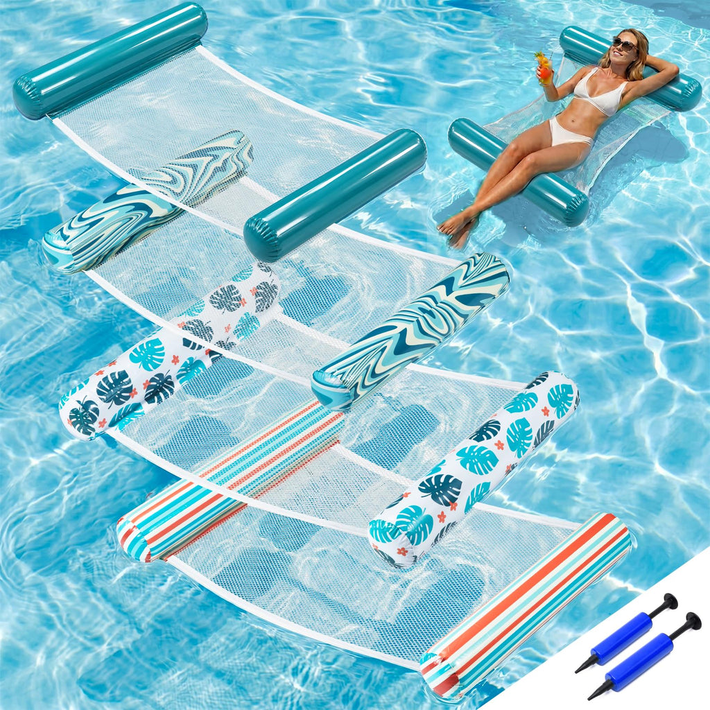 4-Pack Inflatable Pool Floats with Air Pump & Phone Pouch Y64399