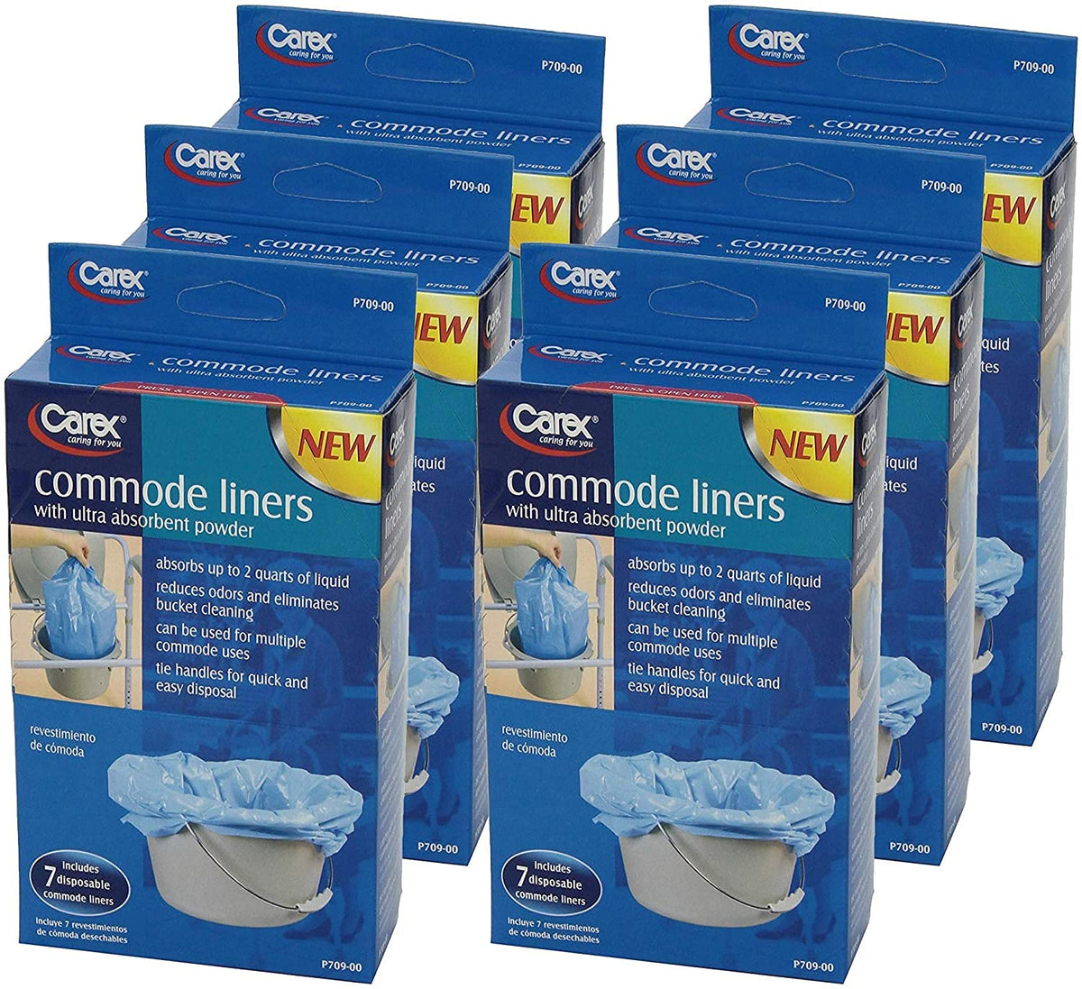 Commode Liners with Absorbent Powder, 7 Count (Pack of 6) M34359