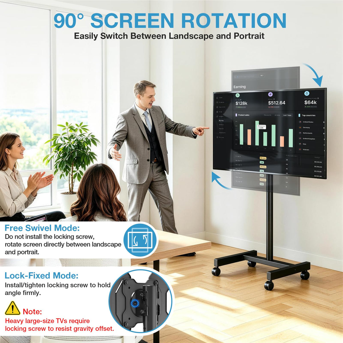 Rolling TV Stand for 13-50 Inch TVs E8216