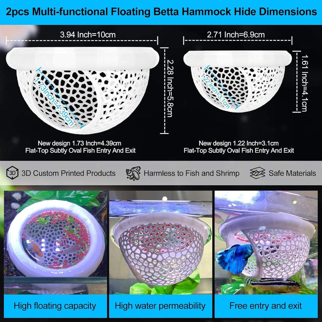 White Floating Betta Fish Hammock Bed and Hide Cave M57585