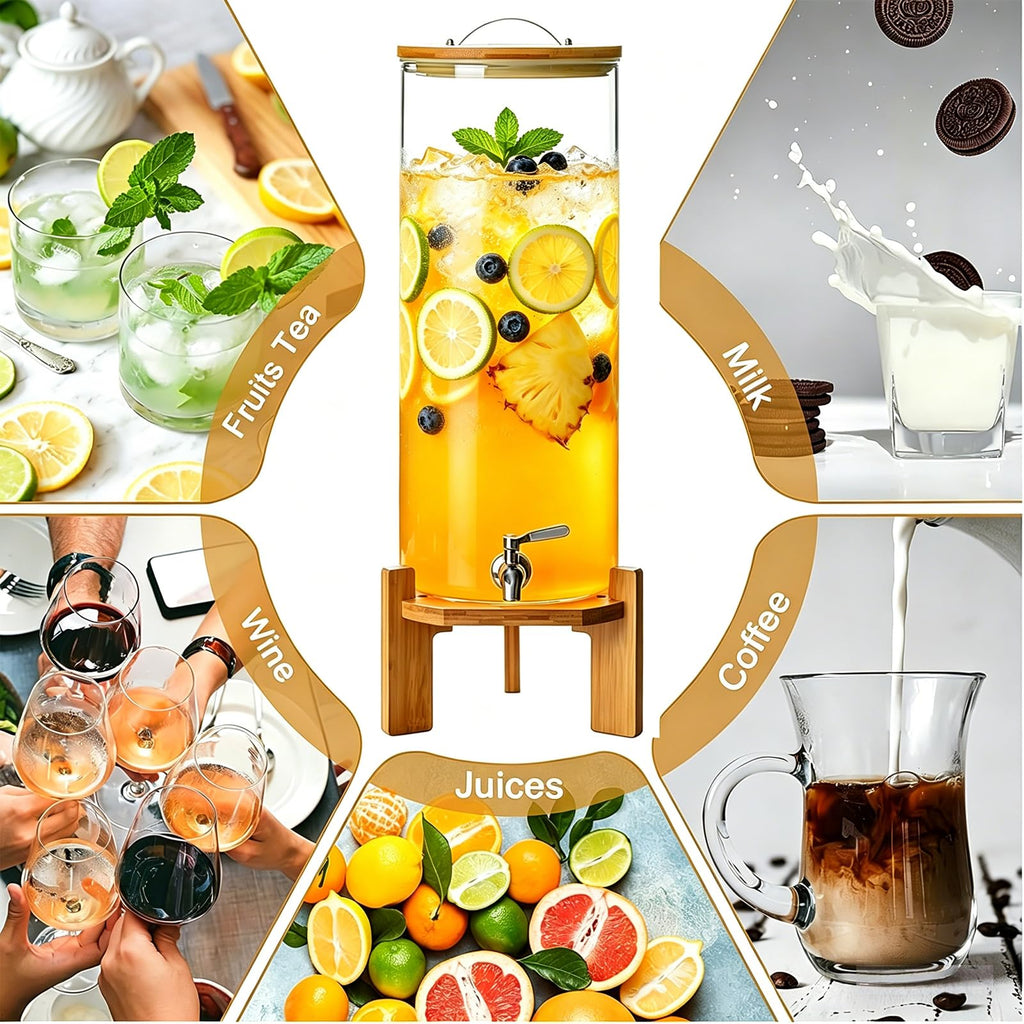 3.5 Gallon Glass Beverage Dispenser with Stand N2149