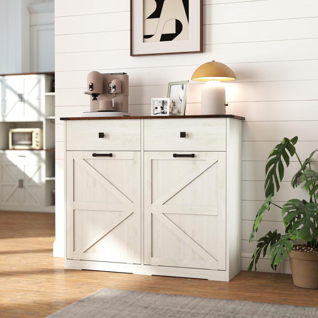 Double Tilt Out Trash Cabinet, Fits 2 10 Gallon Bins, Antique White D7437