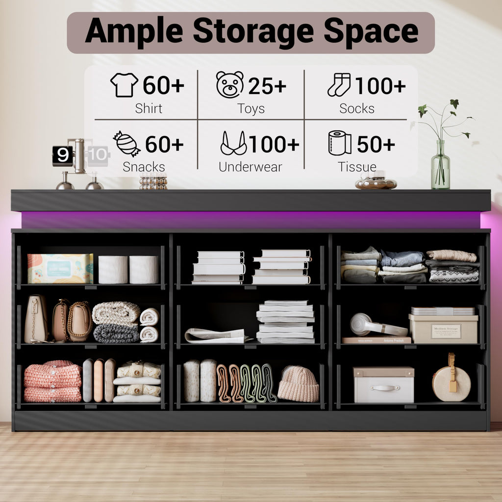 Black 9 Drawer Wood Dresser B31919
