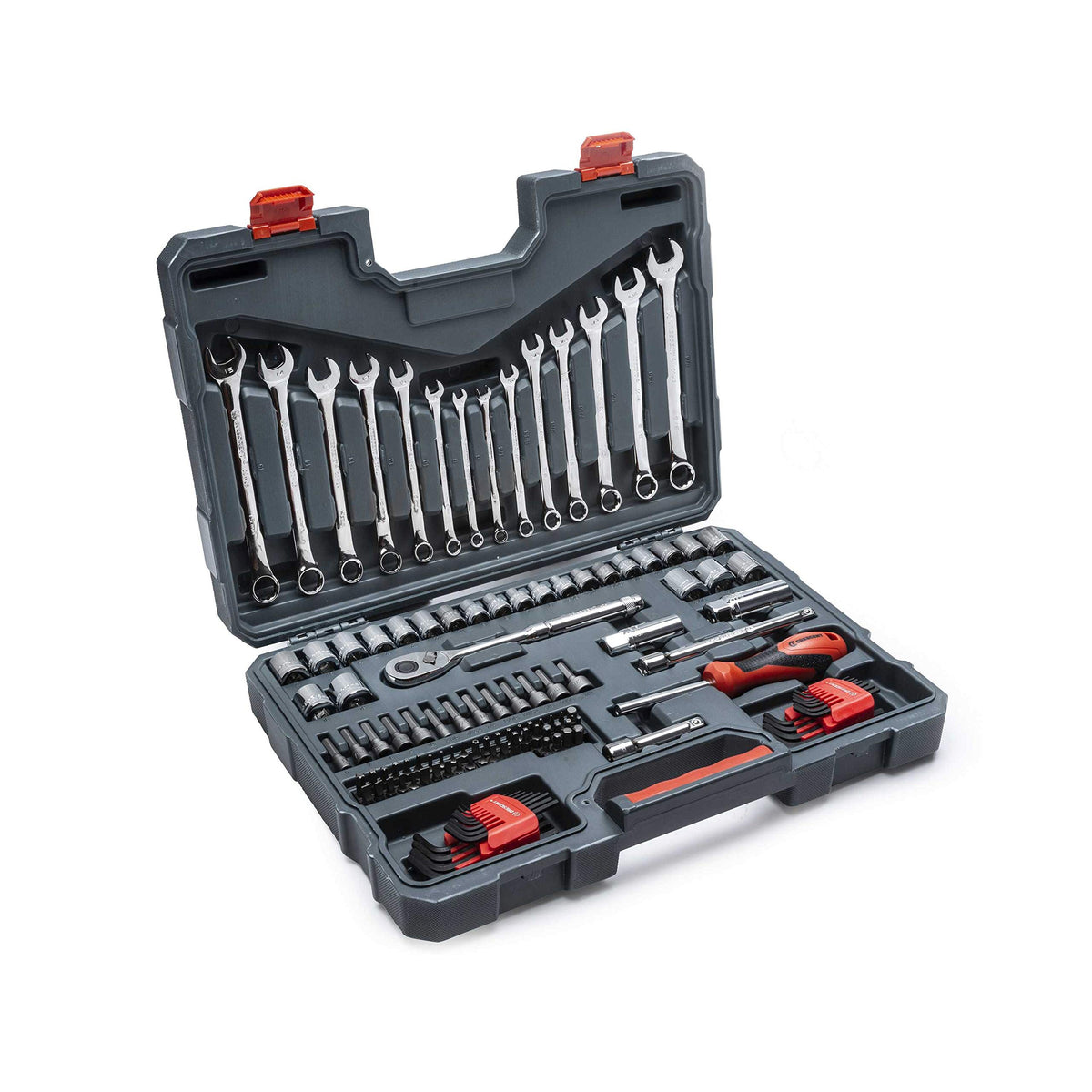 128 Piece 3/8" Drive 12 Point SAE/Metric Mechanics Tool Set O1105