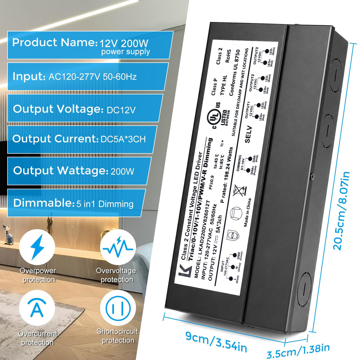 200W Dimmable IP67 Waterproof LED Driver N6409