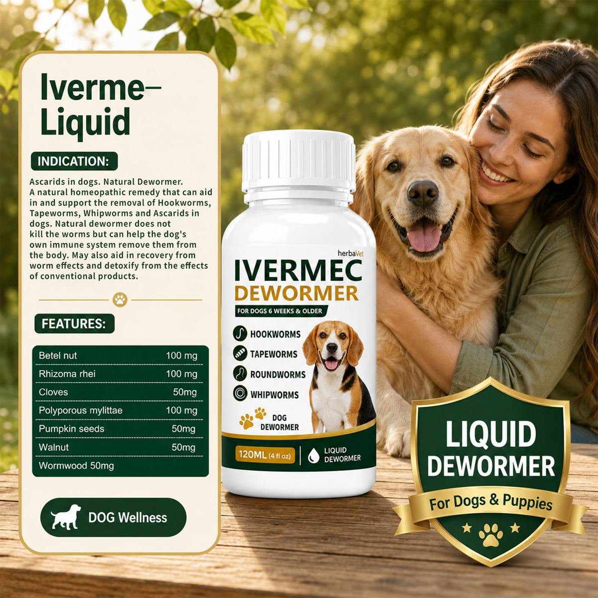 Broad Spectrum Dog Dewormer Liquid 120ml Q802