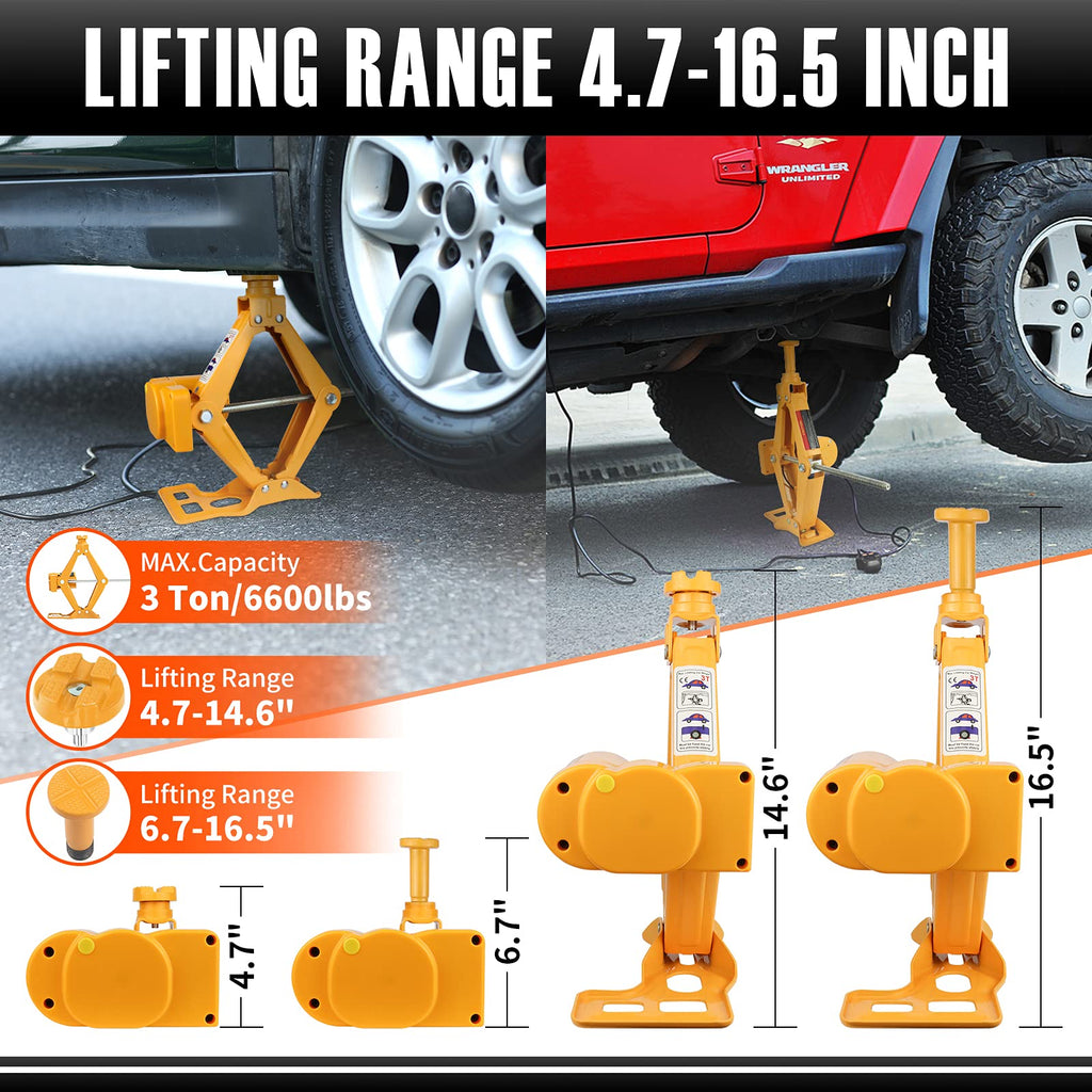 3 Ton 12V Electric Scissor Car Jack Kit with Impact Wrench G765