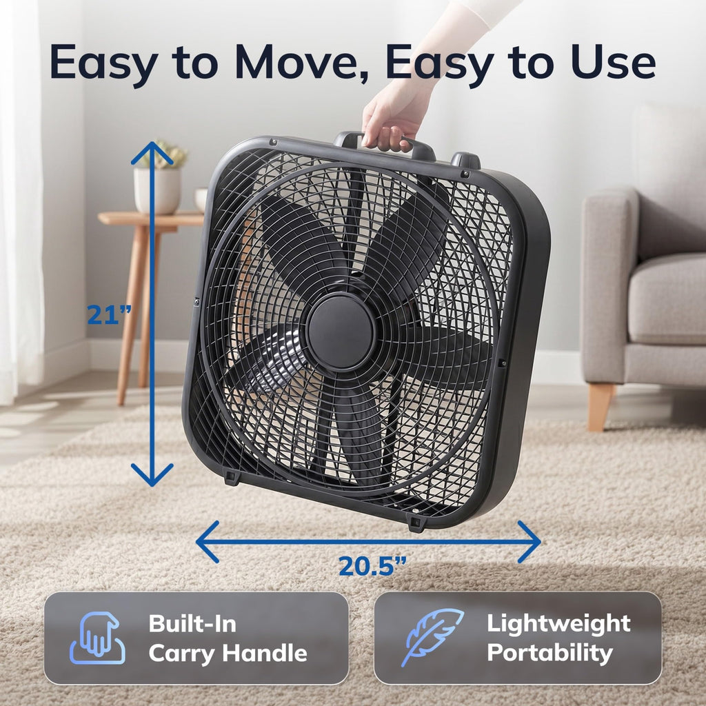 20" Classic Box Fan, 3 Speeds, Black R2820