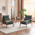 Dark Green Chenille Accent Armchairs Set of 2 with Lumbar Pillow W1349