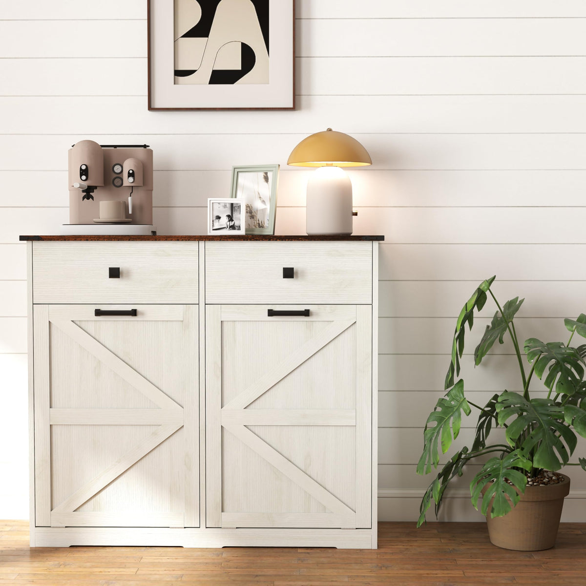 Double Tilt Out Trash Cabinet, Fits 2 10 Gallon Bins, Antique White D7437