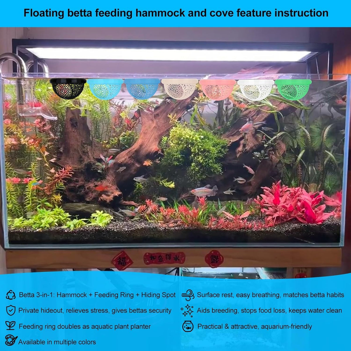 White Floating Betta Fish Hammock Bed and Hide Cave M57585