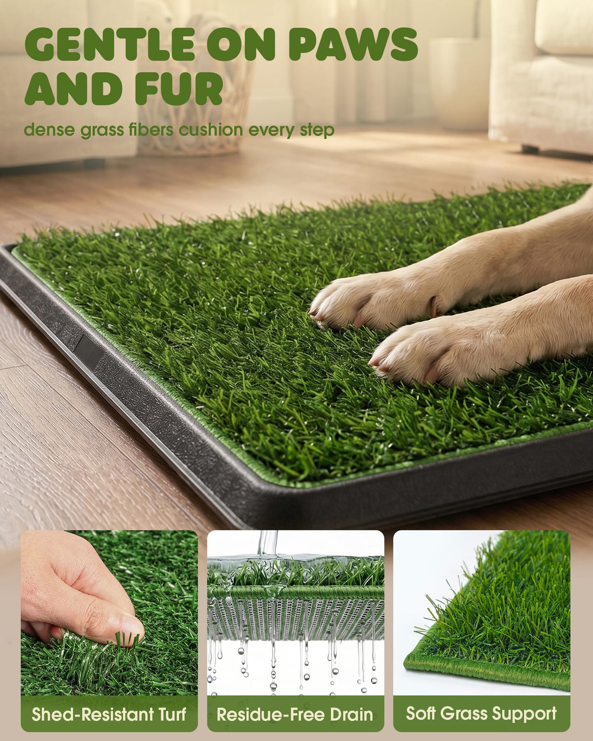 3 Layer Dog Grass Pad with Tray 30" x 20" J550