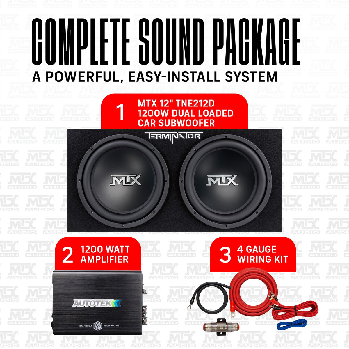 12" Subwoofer Box, Mono Amp & 4 Gauge Wiring Kit K1679