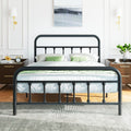 Full Size Black Metal Platform Bed Frame with Headboard R5894