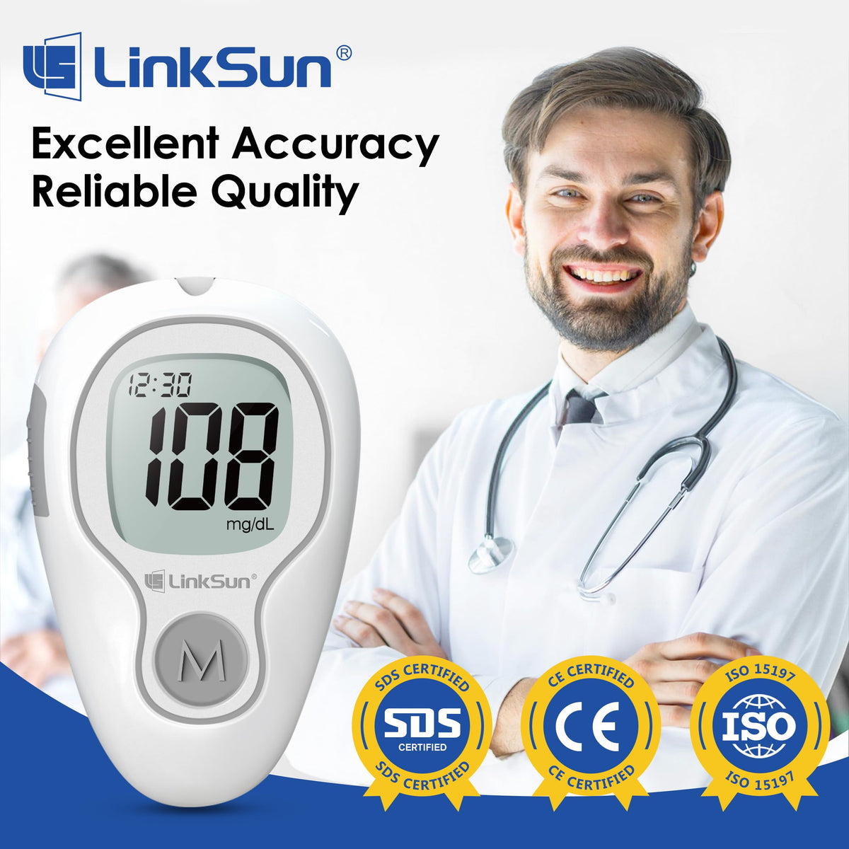Glucose Monitor Kit, 100 Strips & Lancets U190396