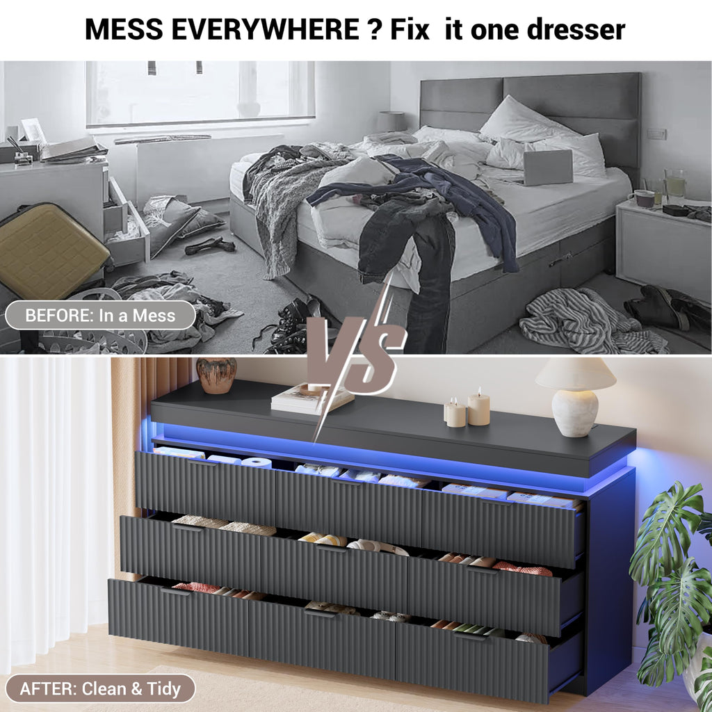 Black 9 Drawer Wood Dresser B31919