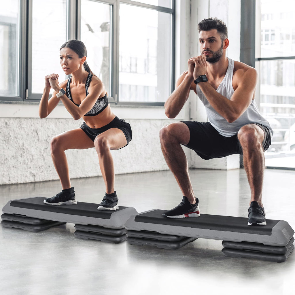 43" Adjustable Aerobic Exercise Step Platform with 4 Removable Risers S856041