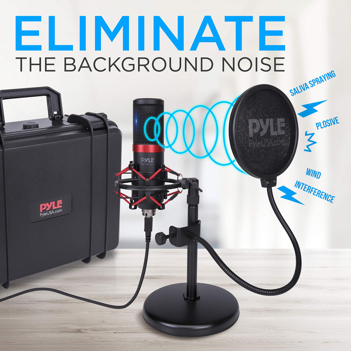 USB Cardioid Condenser Microphone Kit with Shock Mount Stand and Pop Filter K815