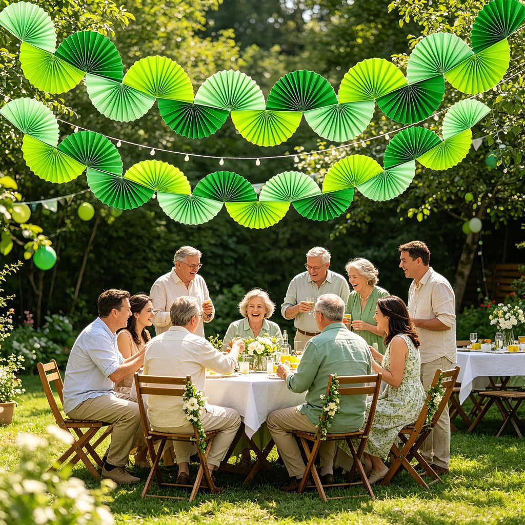 Green Paper Fan Garlands F973956