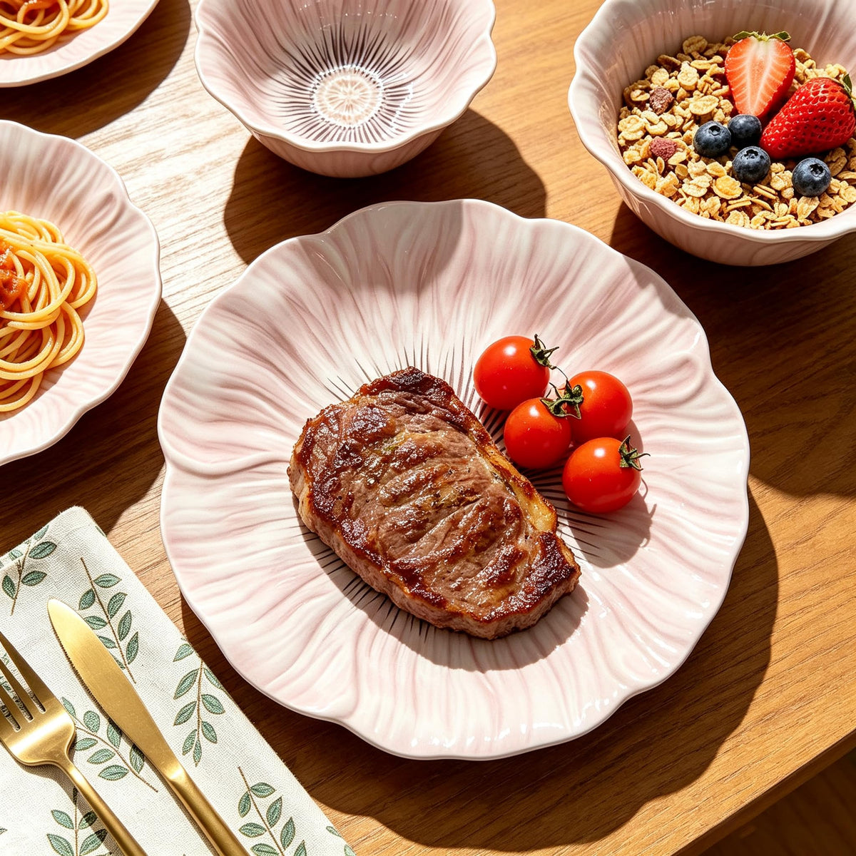 Ceramic Dinnerware Set of 12, Plates and Bowls Set for 4 A4176