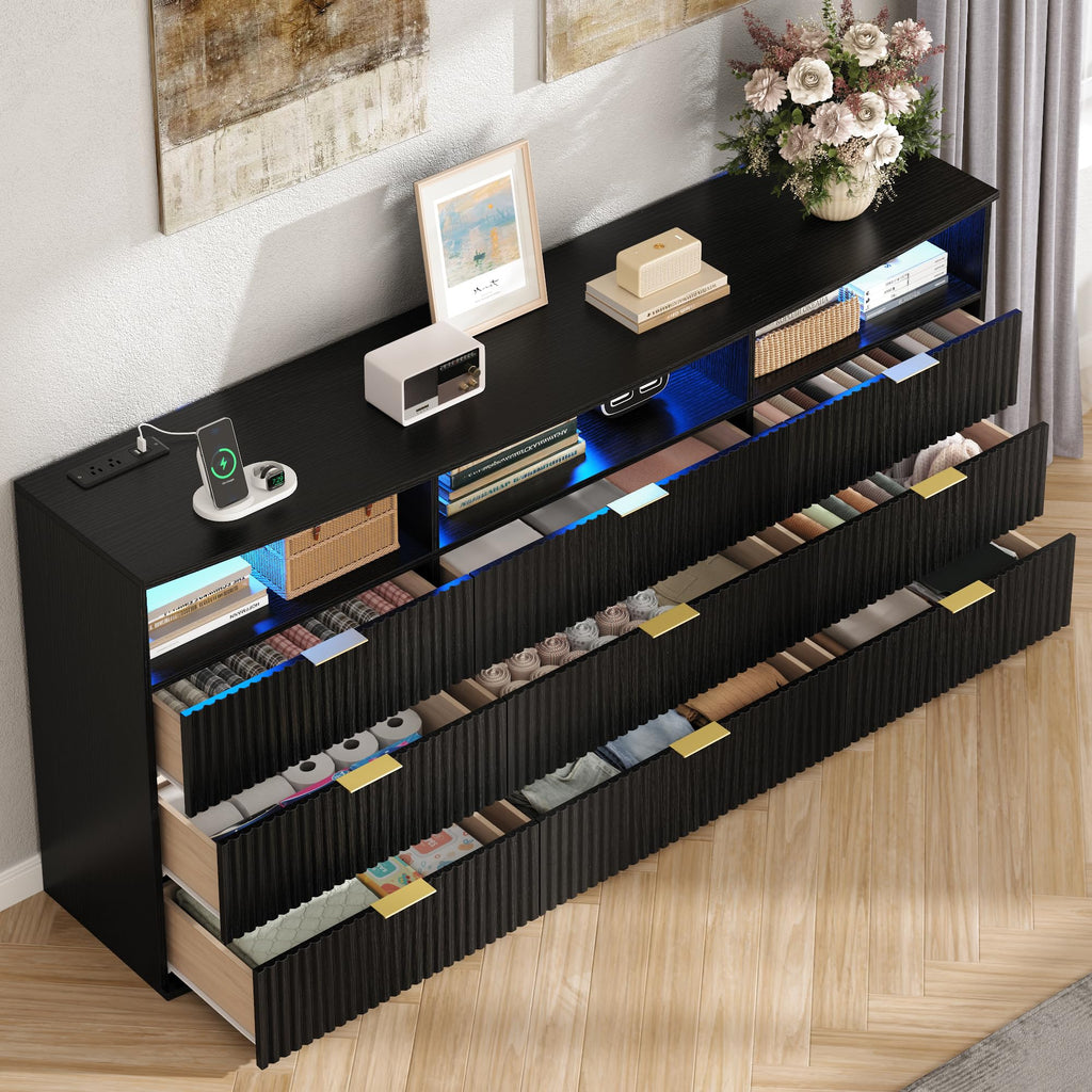 9 Drawer Dresser with 3 Open Cubbies B456
