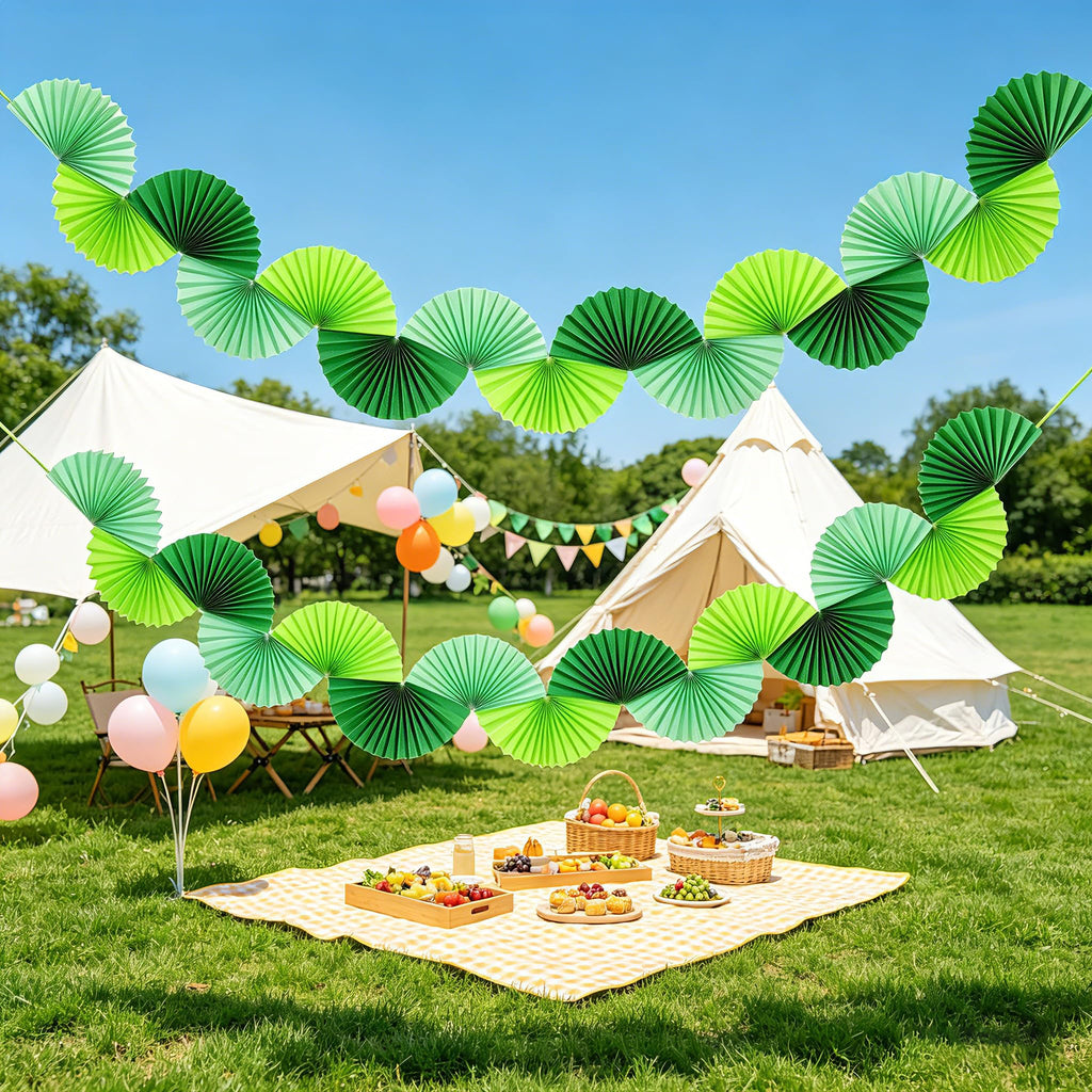 Green Paper Fan Garlands F973956
