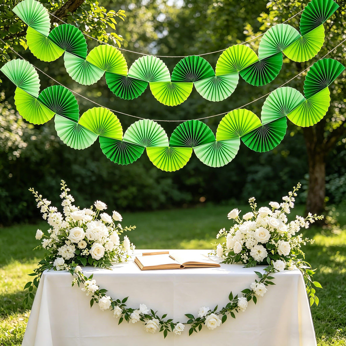 Green Paper Fan Garlands F973956