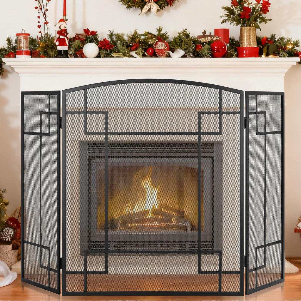 Fireplace Screen 3 Panel Wrought Iron X224297
